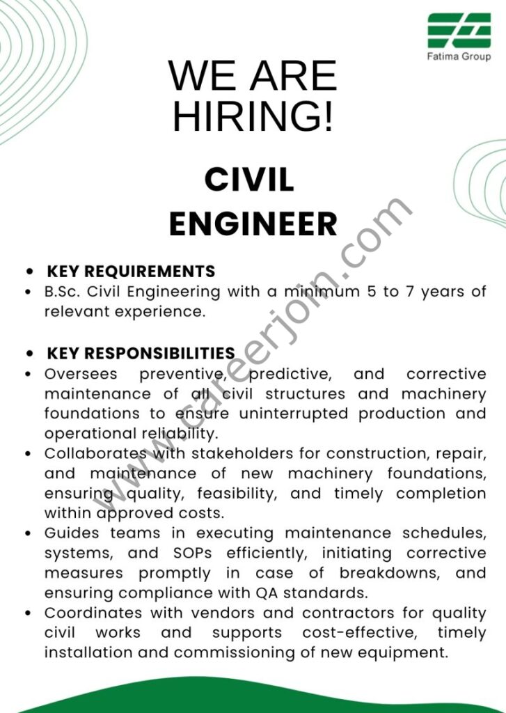 Fatima Group Jobs Civil Engineer 3 Fatima Group