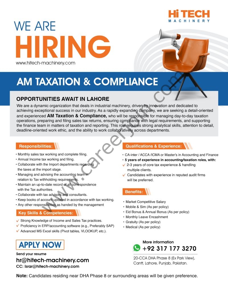 HiTech Machinery Jobs AM Taxation & Compliance 4 HI Tech MAchinery