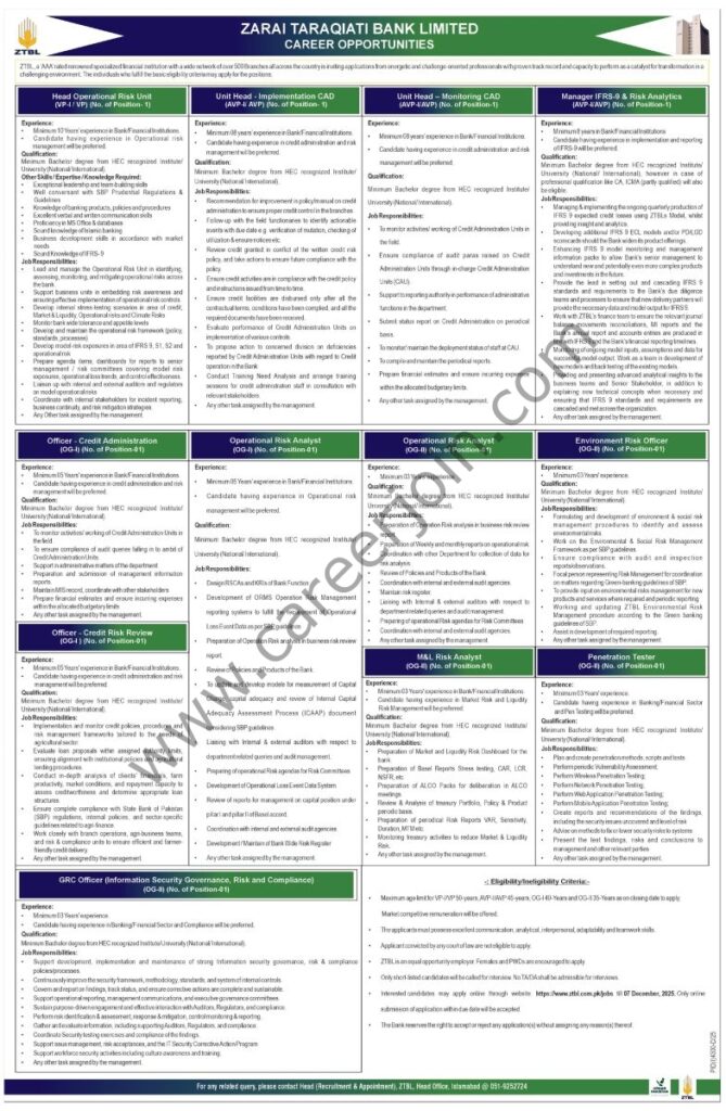 Zarai Taraqiati Bank Ltd ZTBL Jobs 23 November 2025 Express Tribune 784x1200 1