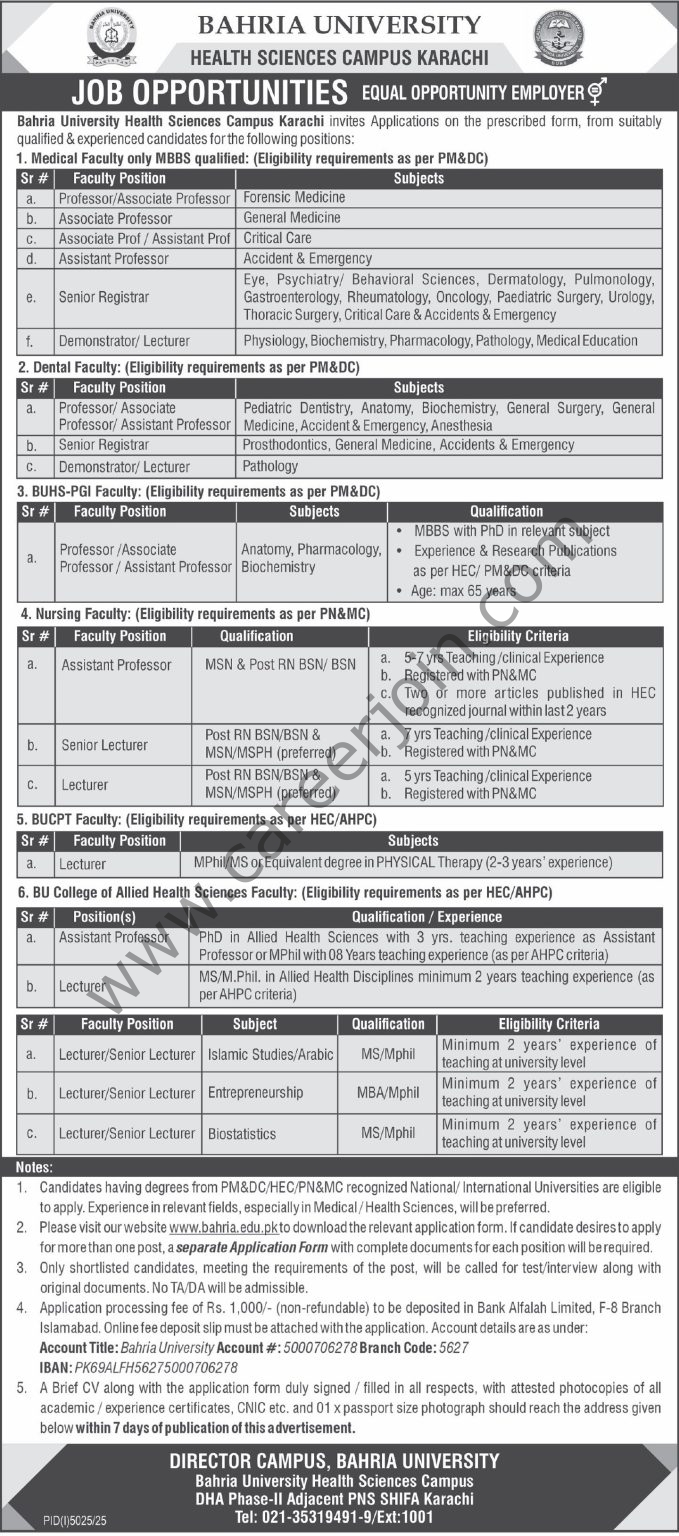 Bahria University Health Sciences Jobs 18 December 2025 Express Tribune 679x1536 1