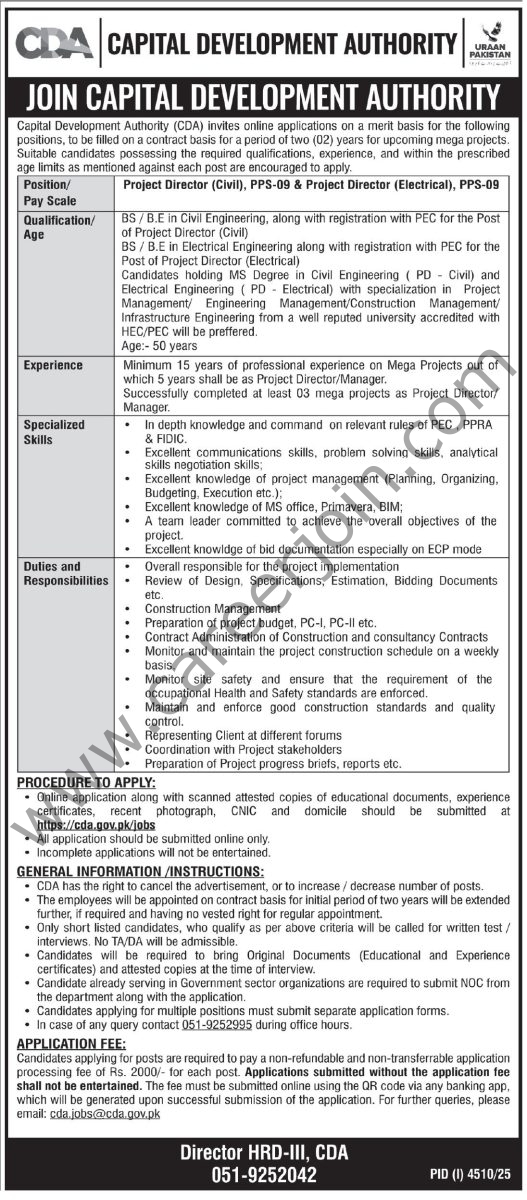 Capital Development Authority CDA Jobs 30 November 2025 Express Tribune 527x1200 1