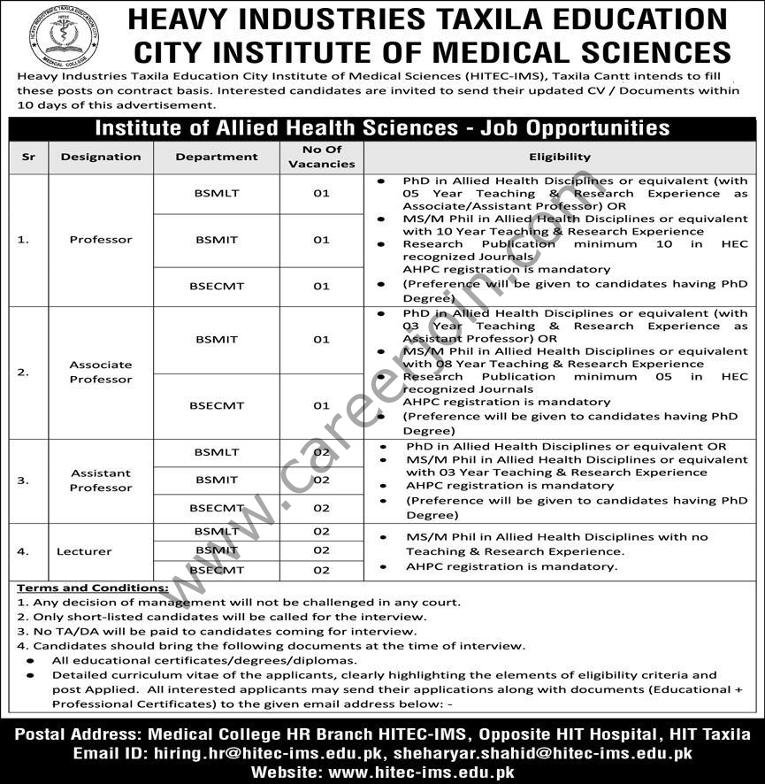 HITEC IMS Jobs 02 December 2025