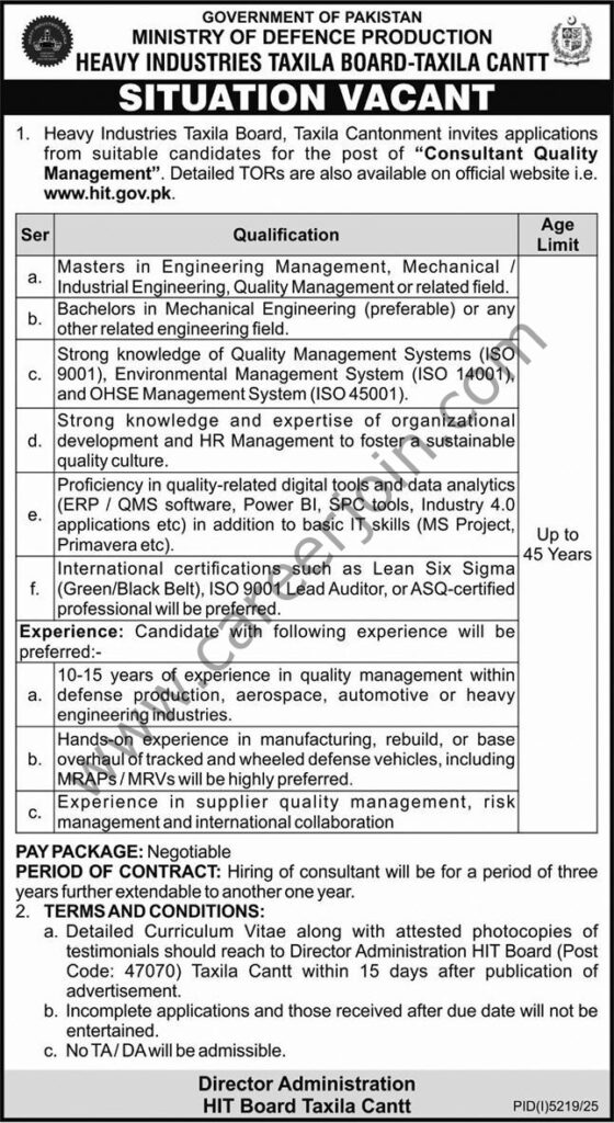 Heavy Industrial Taxila Board Jobs 26 December 2025 Express