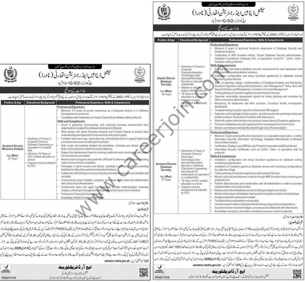 Nadra Jobs 21 December 2025 Jang 01