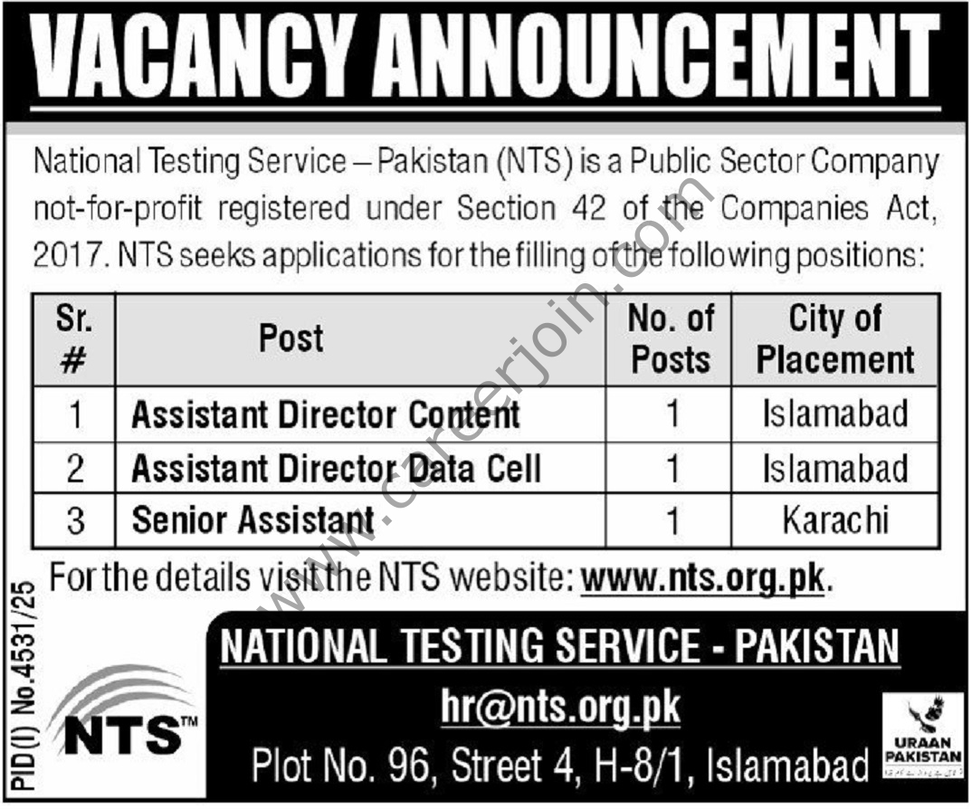 National Testing Service NTS Jobs 02 December 2025 Express Tribune