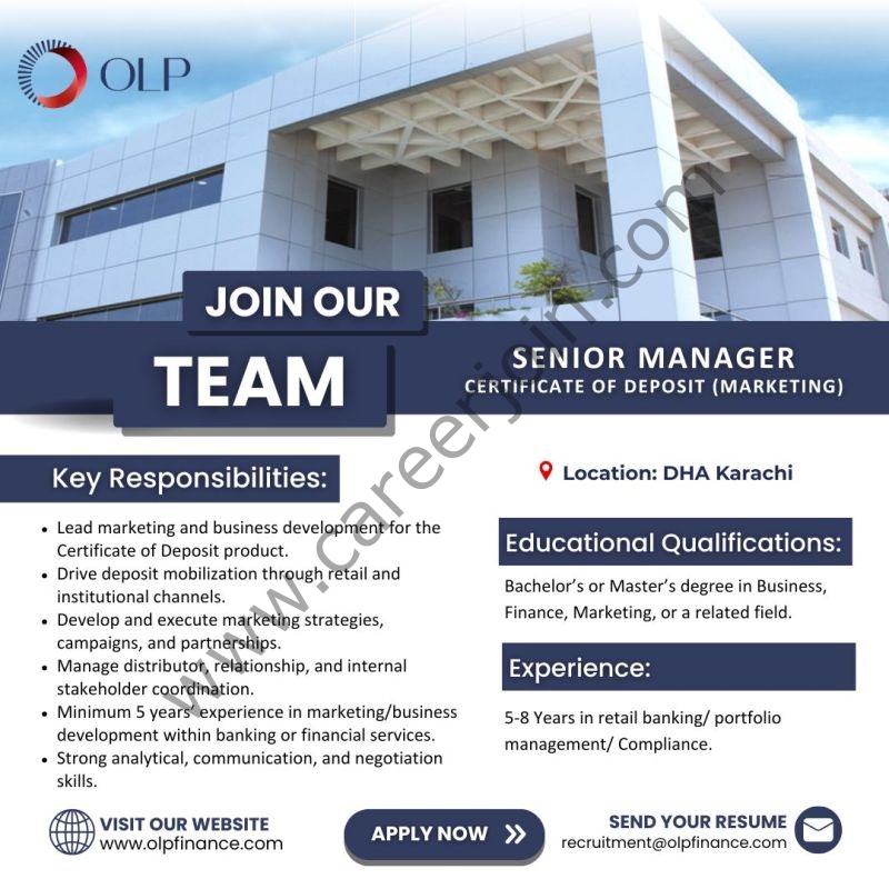 OLP Financial Services Pvt Ltd Jobs Senior Manager Certificate of Deposit 4 OLP Financial Services