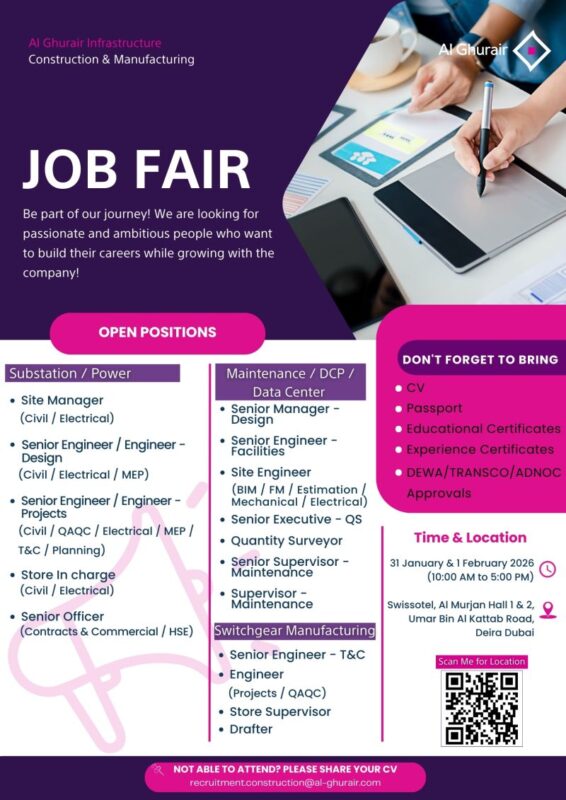 Al Ghurair Infrastructure Job Fair in Dubai 566x800 1