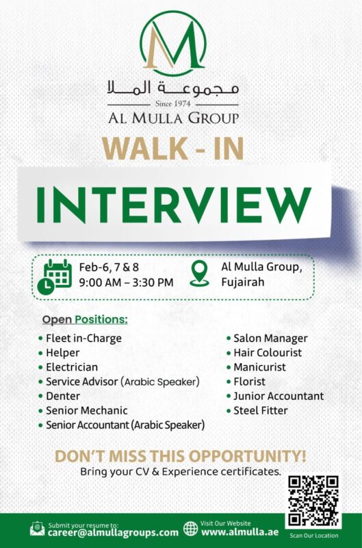 Al Mulla Group Walk in Interview in Fujairah 529x800 1