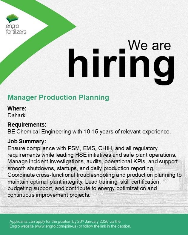 Engro Fertilizers Jobs 21 January 2026