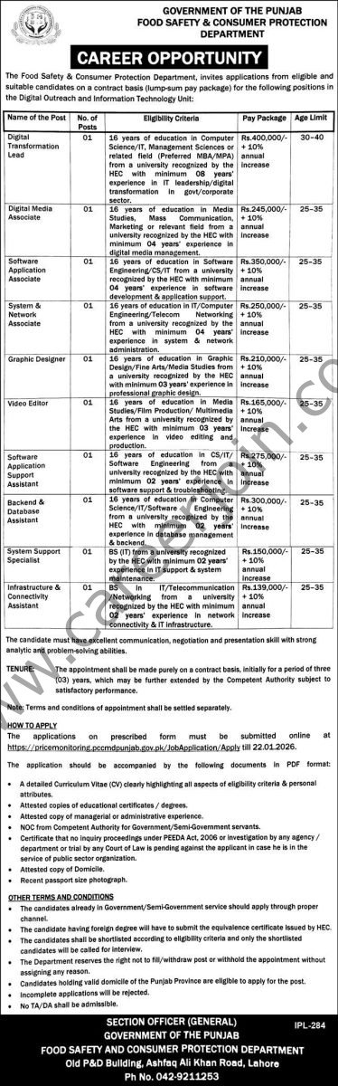 Food Safety Comsumer Protection Department Punjab Jobs 08 January 2026 Express 374x1200 1