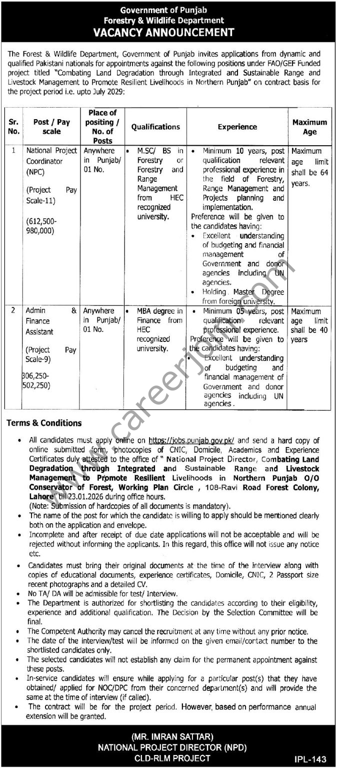 Forest Wildlife Department Punjab Jobs 07 January 2026 Express Tribune 676x1536 1