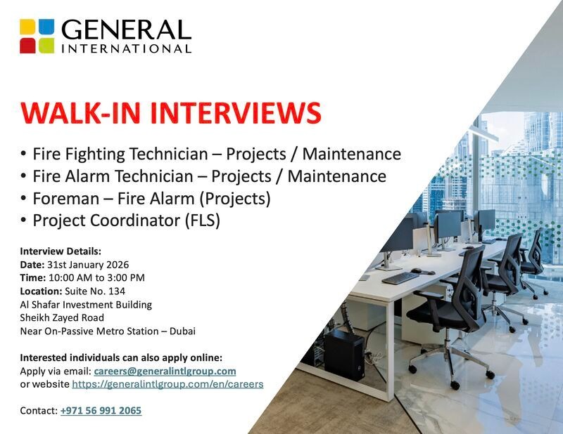 General International Walk in Interview in Dubai