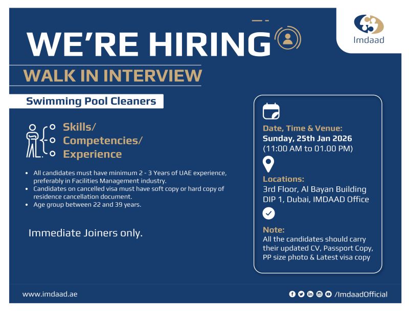Imdaad Walk in Interview in Dubai