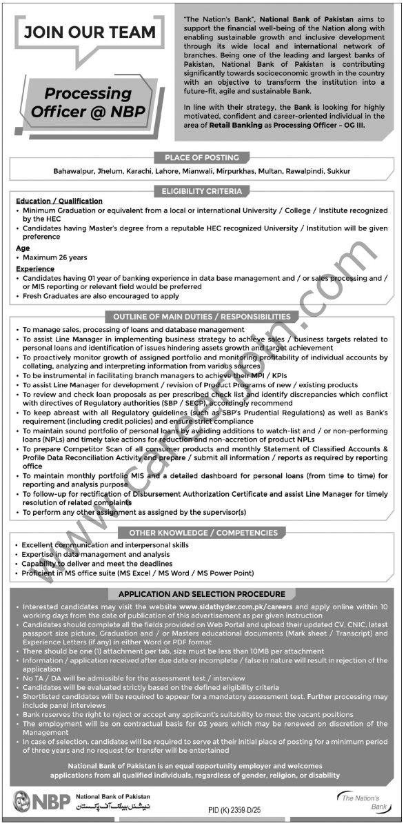 National Bank of Pakistan NBP Jobs 11 January 2026 Express Tribune 589x1200 1