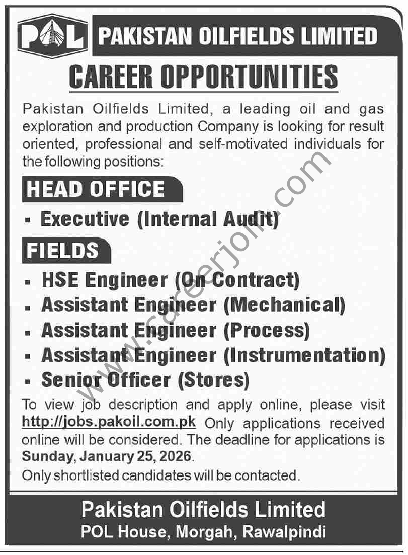 Pakistan Oilfields Ltd POL Jobs 18 January 2026 Dawn