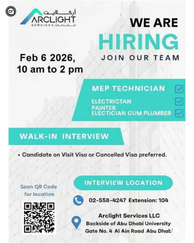 Arclight Services Walk in Interview in Abu Dhabi 638x800 1