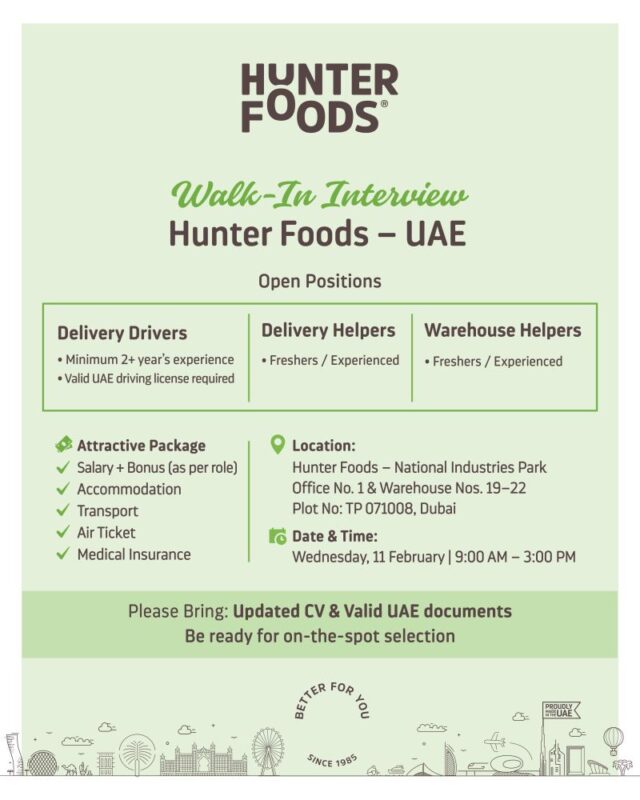 Hunter Foods Walk in Interview in Dubai 640x800 1