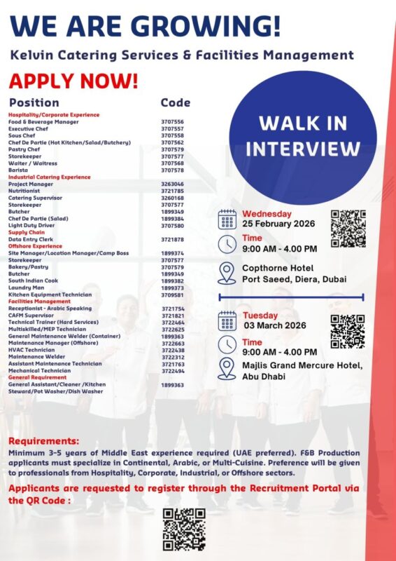 Kelvin Catering Walk in Interview in Dubai & Abu Dhabi 3 Kelvin Catering Walk in Interview in Dubai Abu Dhabi 566x800 1