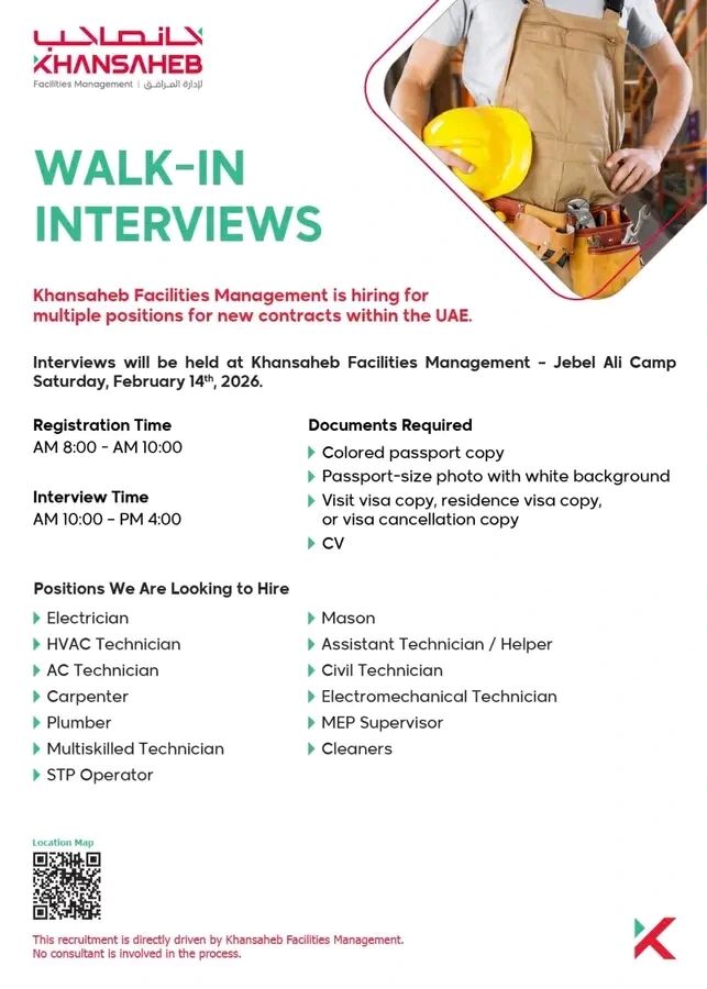 Khansaheb Walk in Interview in Dubai