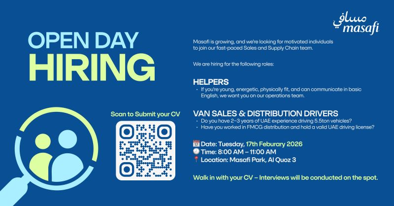 Masafi Open Day Hiring in Dubai