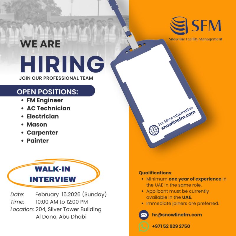 Snowline Walk in Interview in Abu Dhabi 3 Snowline Walk in Interview in Abu Dhabi 1