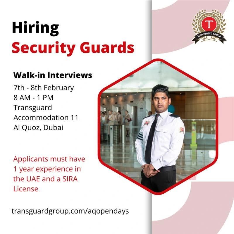 Transguard Group Walk in Interview in Dubai