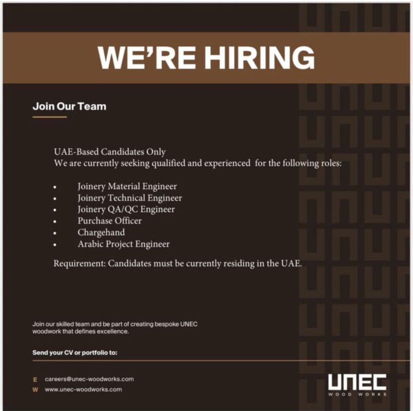 UNEC Woodworks Recruitment in the UAE 805x800 1