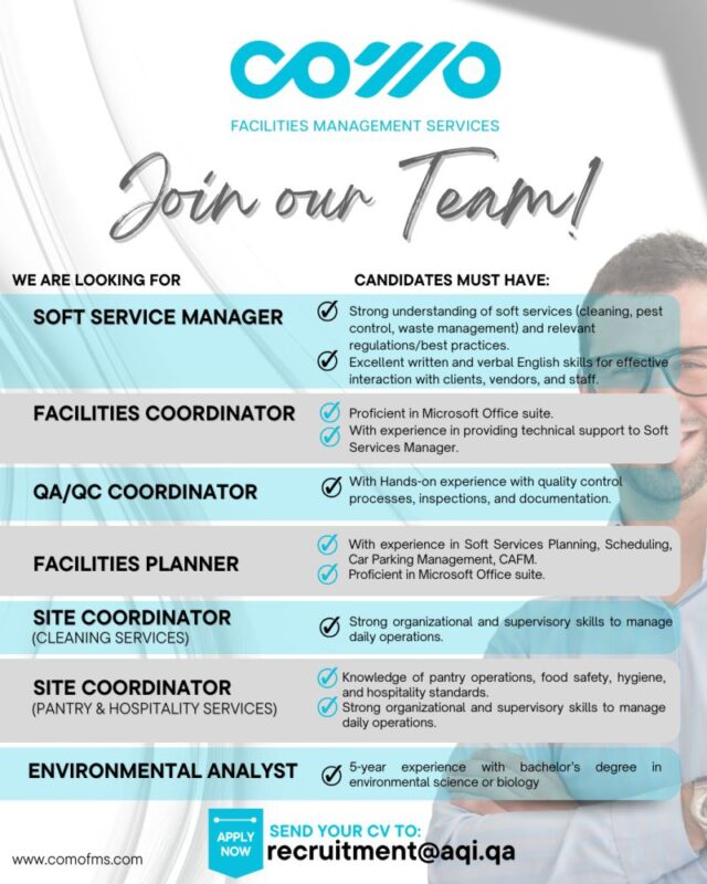 COMO Facilities Recruitments in Qatar 640x800 1