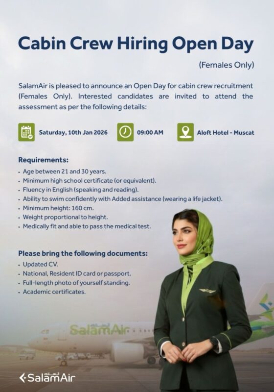 Cabin Crew Hiring Open Day in Muscat 560x800 1
