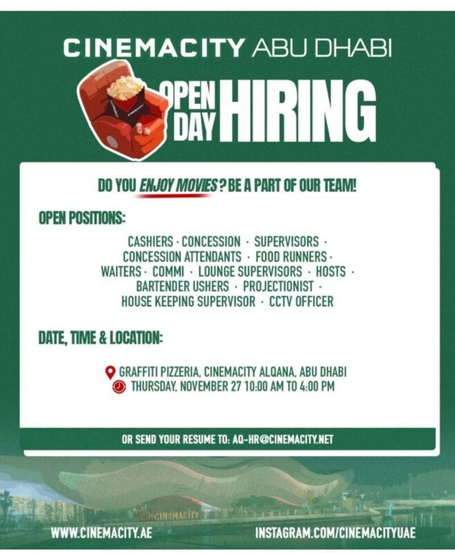 Cinemacity Abu Dhabi Open Day Hiring 658x800 1