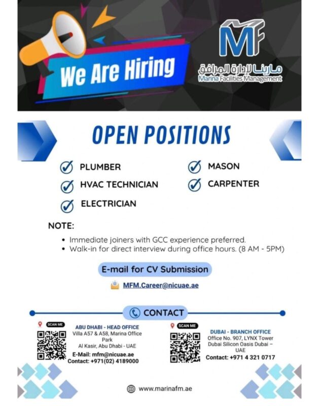 Marina Facilities Management Recruitment in UAE 629x800 1