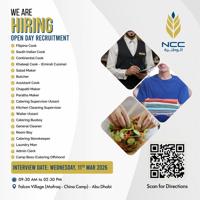 NCC Catering Open Day Recruitment in Abu Dhabi 1
