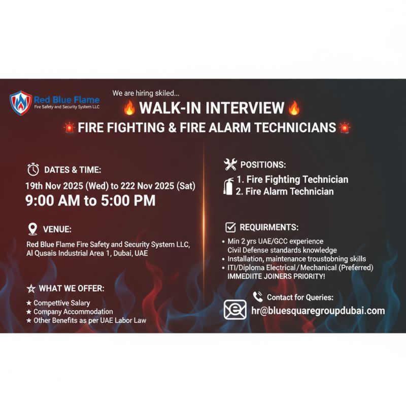 RedBlue Flame Fire Safety Walk in Interview in Dubai 1