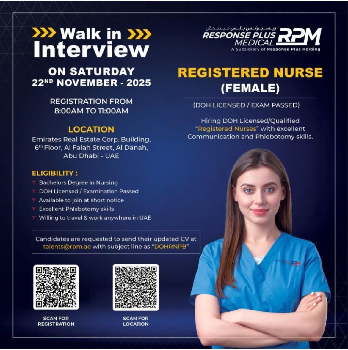 Response Plus Walk in Interview in Abu Dhabi