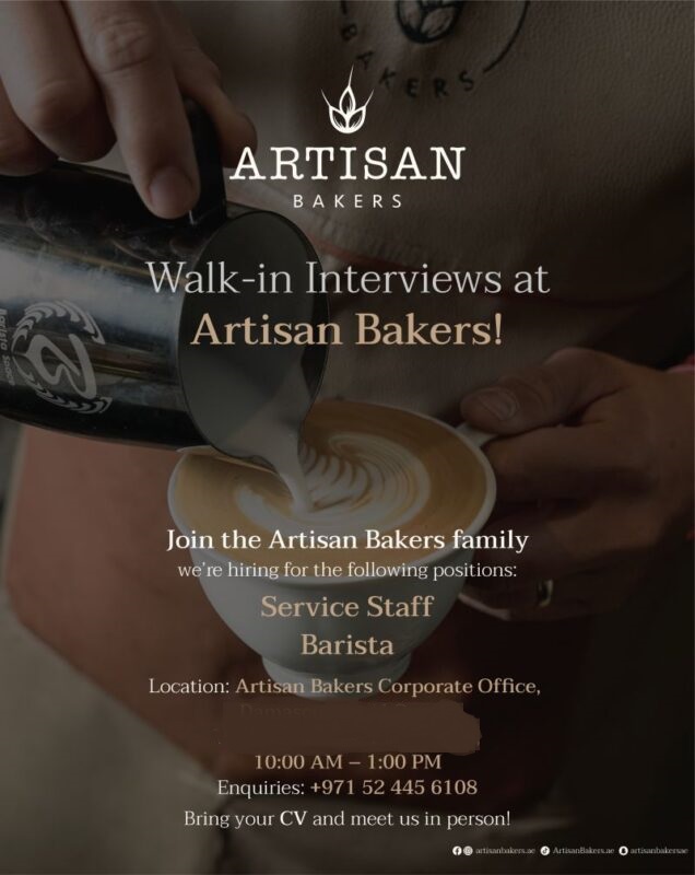 Artisan Bakers Walk in Interviews in Dubai 636x800 1