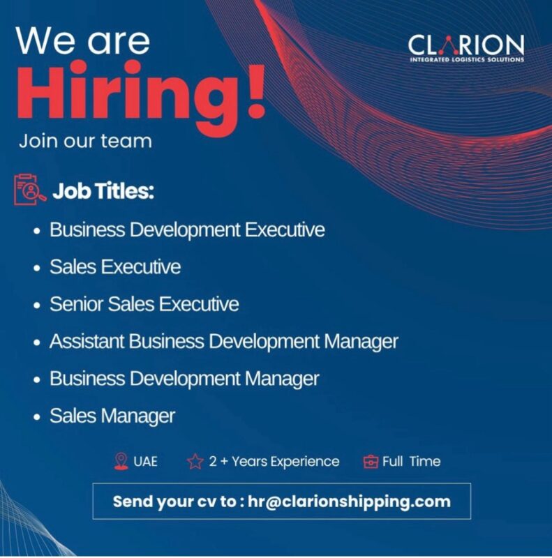 Clarion Shipping Services Recruitment in UAE 3 Clarion Shipping Services Recruitment in UAE 791x800 1