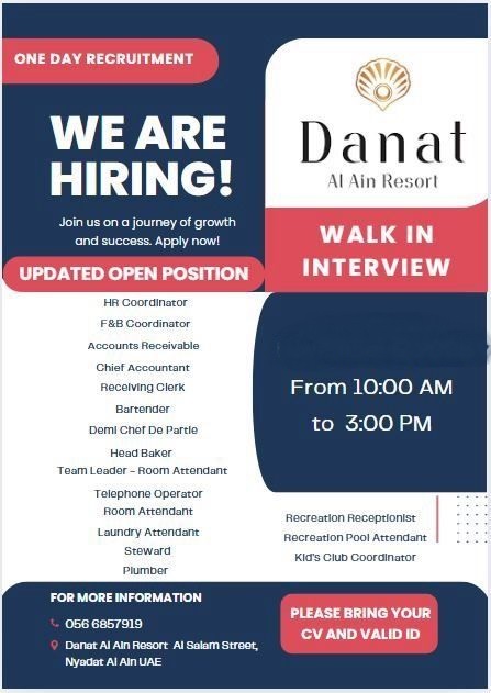 Danat Al Ain Resort Walk in Interview in Al Ain