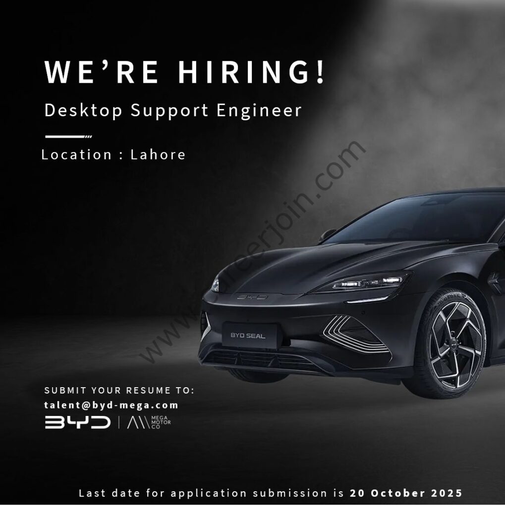BYD Pakistan Jobs Desktop Support Engineer 4 BYD Pakistan 1