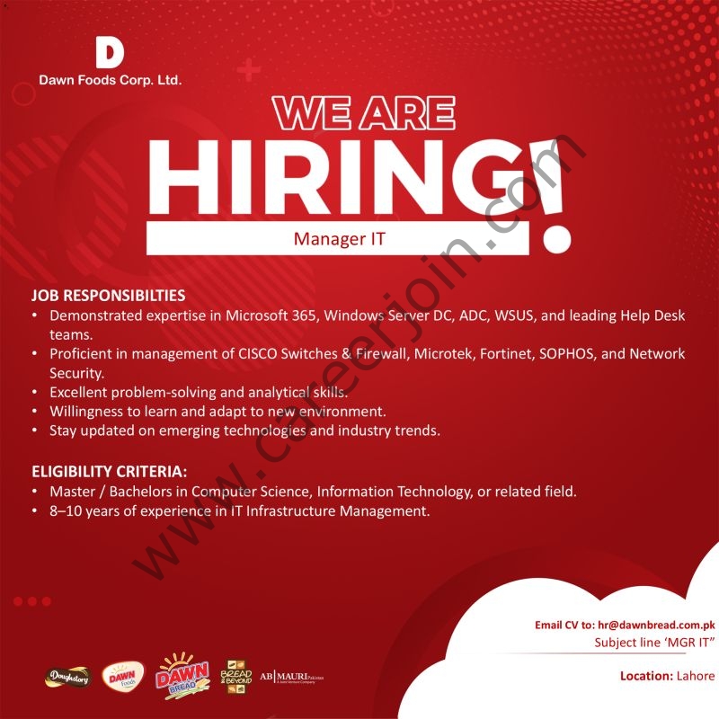 Dawn Foods Corporation Ltd Jobs Manager IT 4 Dawn Bread