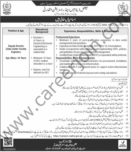 NADRA Jobs Deputy Director 4 Nadra Jobs 28 December 2025 Jang