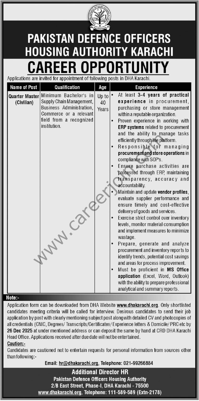 Pakistan Defence Officers Housing Authority Karachi Jobs 17 December 2025 Express Tribune 764x1536 1