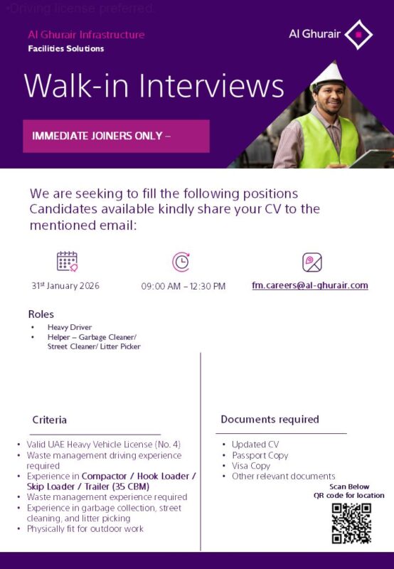 Al Ghurair Facilities Solutions Walk in Interviews in Dubai 3 Al Ghurair Facilities Solutions Walk in Interviews in Dubai 554x800 1