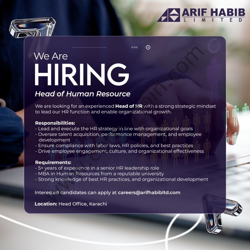 Arif Habib Limited Jobs Head of Human Resource 4 Arif HAbib