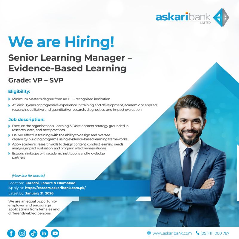 Askari Bank Limited Jobs Senior Learning Manager 4 Askari BAnk