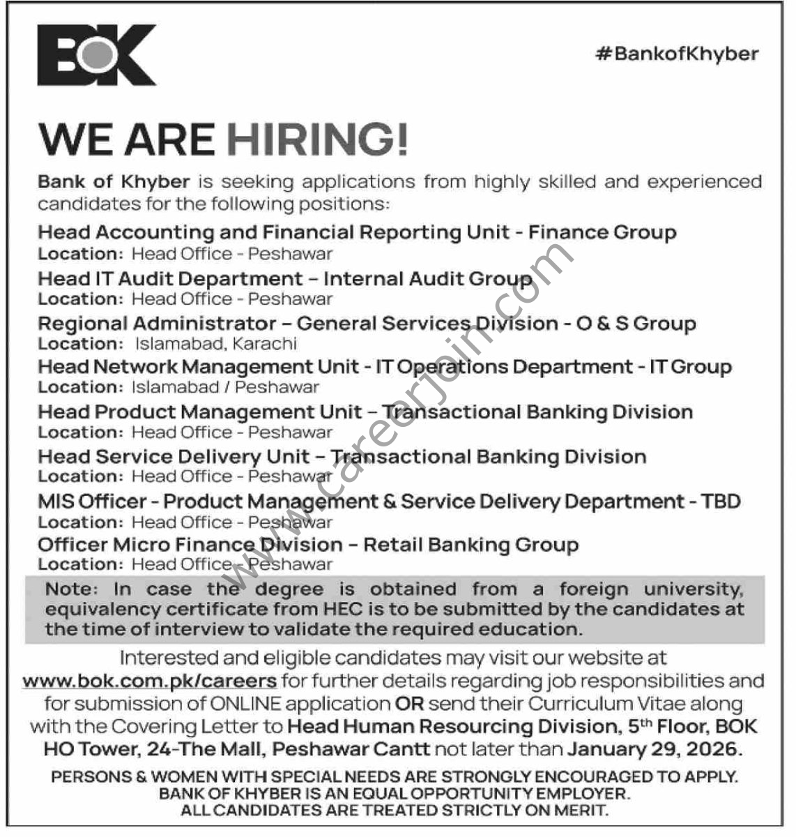 Bank of Khyber BOK Jobs 15 Janauary 2026 Dawn 1142x1200 1