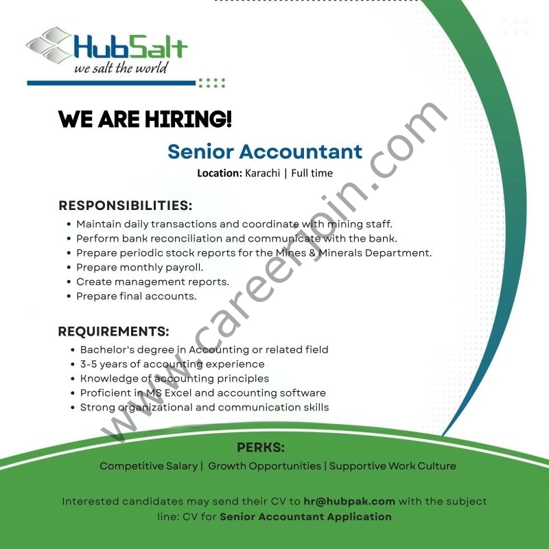 HubSalt Jobs Senior Accountant 4 HUBSALT