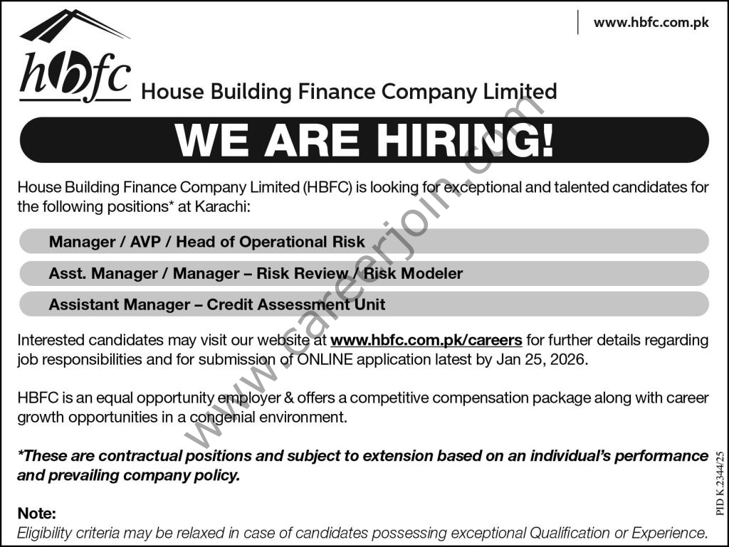 House Building Finance Co Ltd HBFC Jobs 11 January 2026