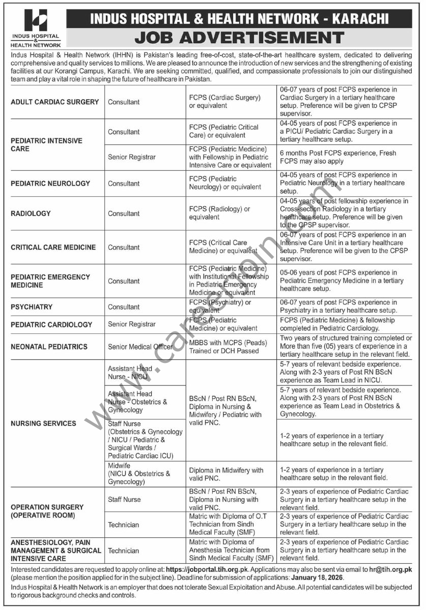 Indus Hospital Jobs 11 January 2026 Dawn 837x1200 1