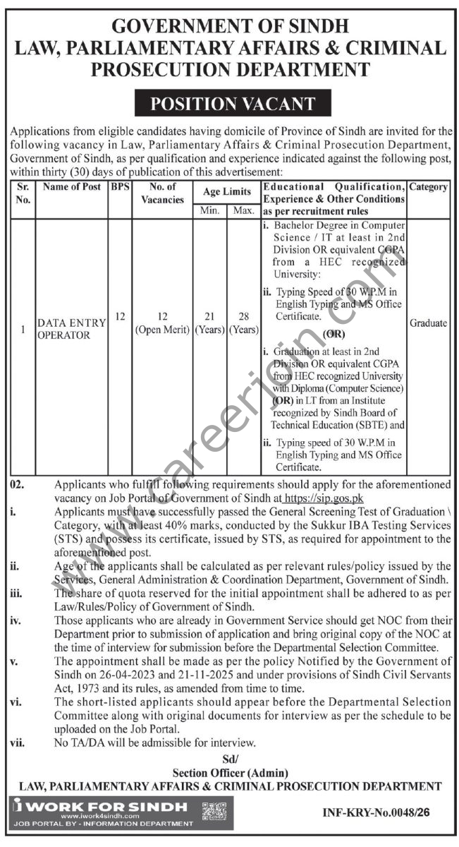 Law Parliamentary Affairs & Criminal Prosecution Dept Jobs In Sindh 4 Law Parliamentary Affairs Criminal Prosecution Dept Jobs 08 January 2026 Express Tribune 651x1200 1