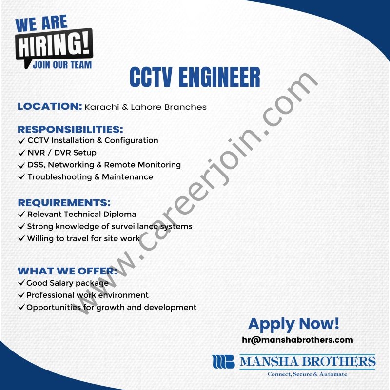 Mansha Brothers Jobs CCTV Engineers 4 Mansha
